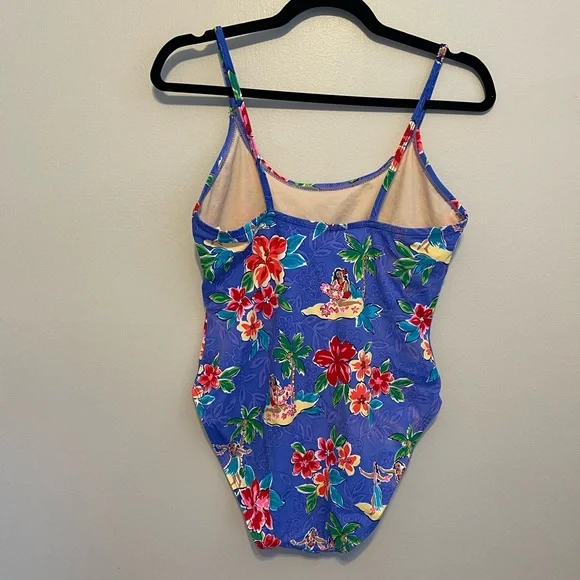 Islander Vintage Hawaiian Print One Piece Bathing Suit - Picture 2 of 6